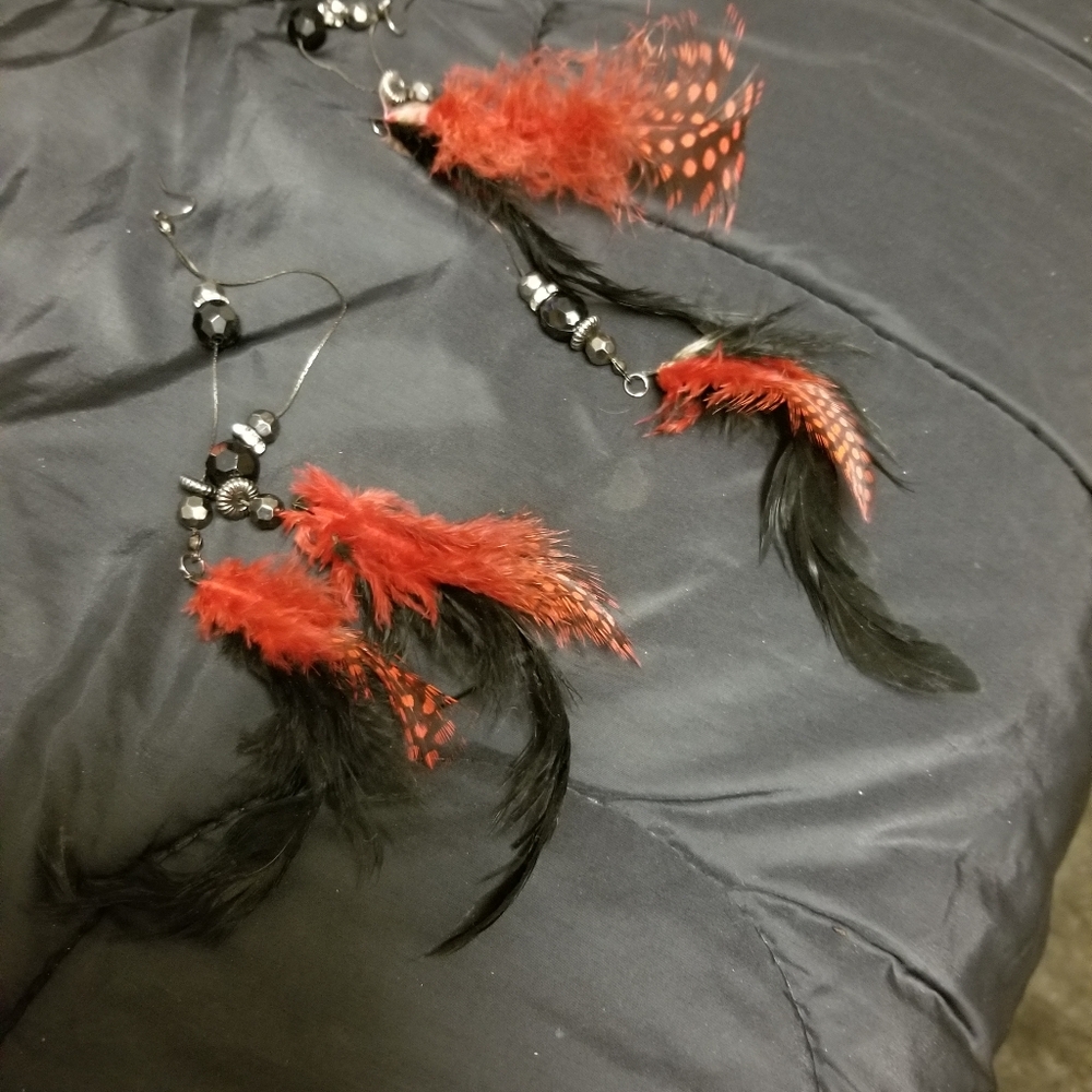 Dramatic Feather Earrings - image 1